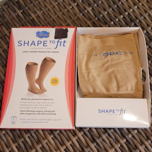 NIB Dr Comfort Shape To Fit Compression Socks Womens XL Nude Sheer 15-20 mmHg - Picture 5 of 9